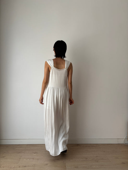 1940s Bridal Vintage Silk Satin Slip Dress, 1930s Antique Lace Romantic Lingerie