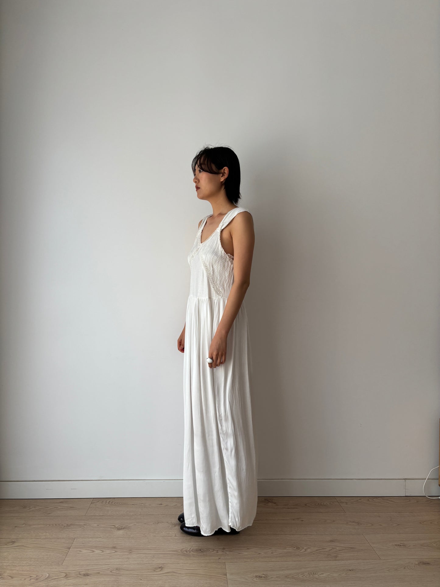 1940s Bridal Vintage Silk Satin Slip Dress, 1930s Antique Lace Romantic Lingerie