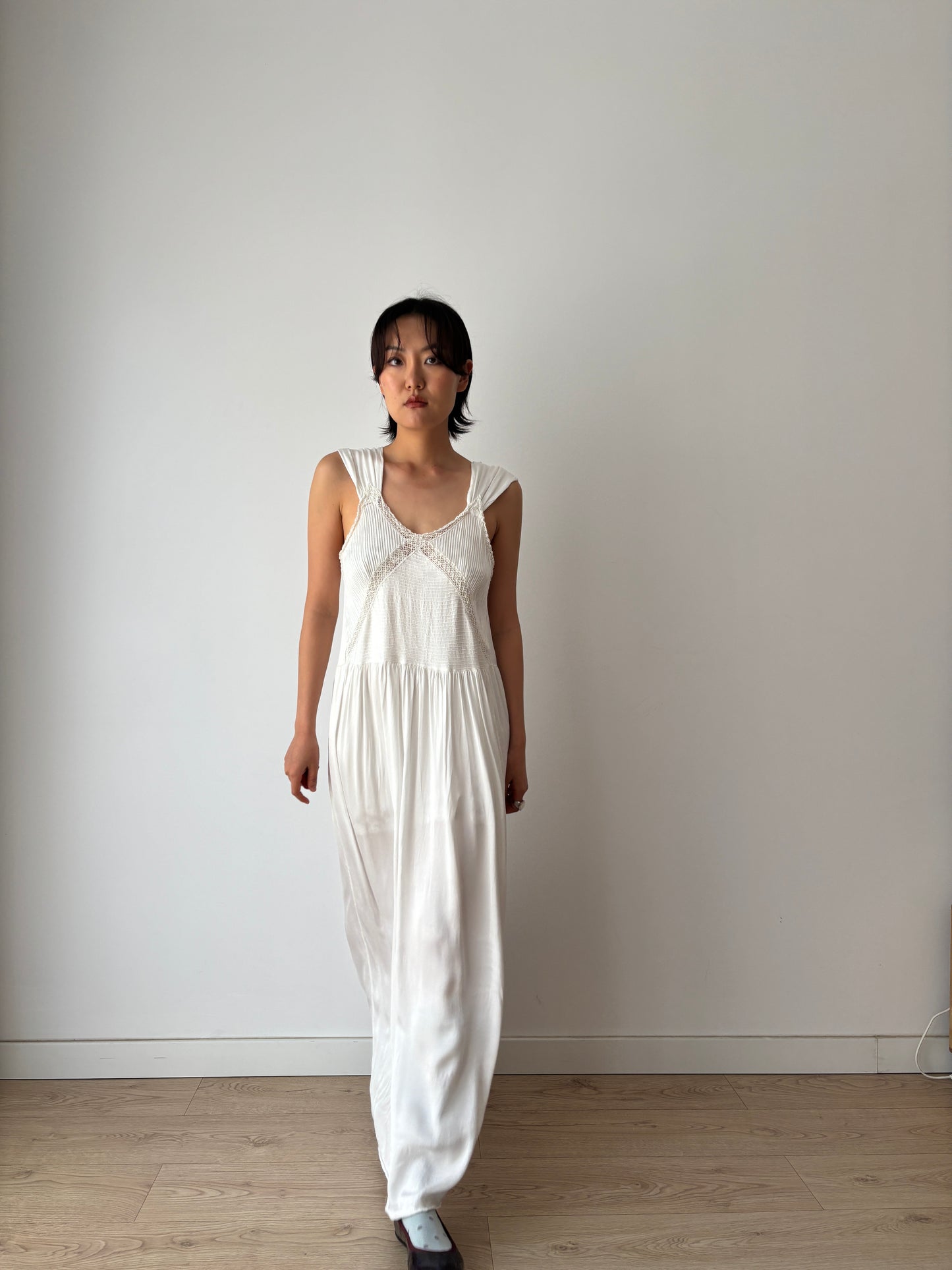 1940s Bridal Vintage Silk Satin Slip Dress, 1930s Antique Lace Romantic Lingerie