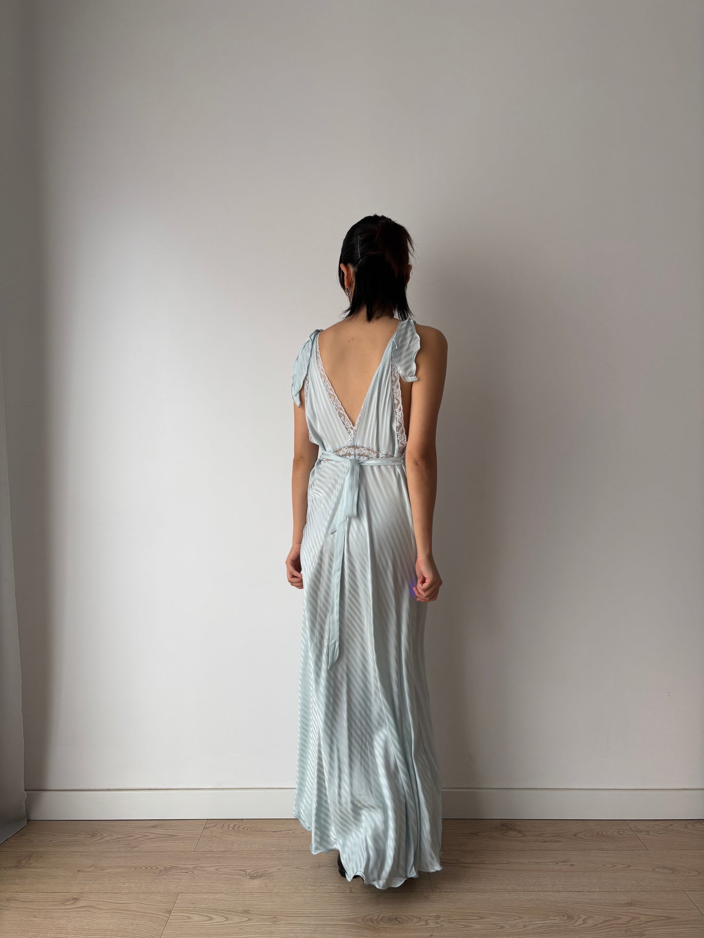 Vintage bias Cut Negligee Pure Silk lace Nightgown