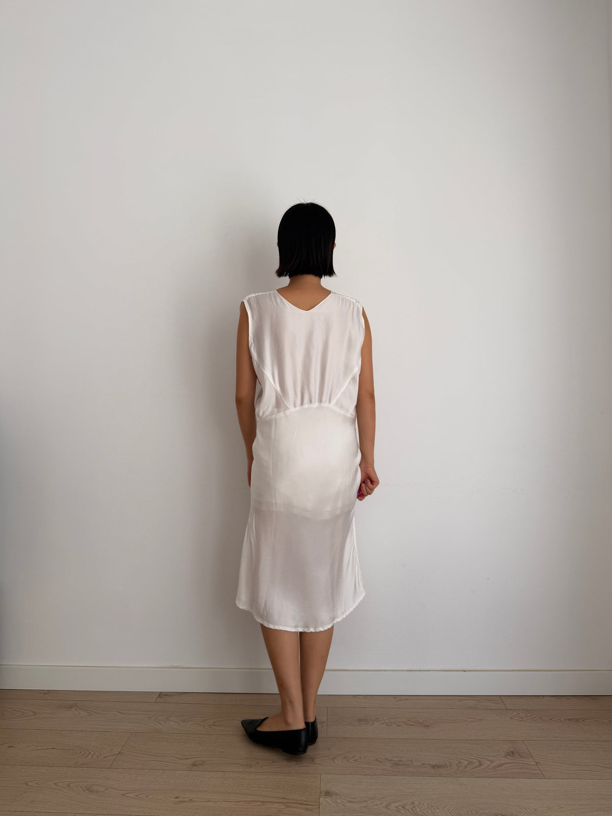 1950s Vintage Silk Satin Bridal Embroidered Slip Dress