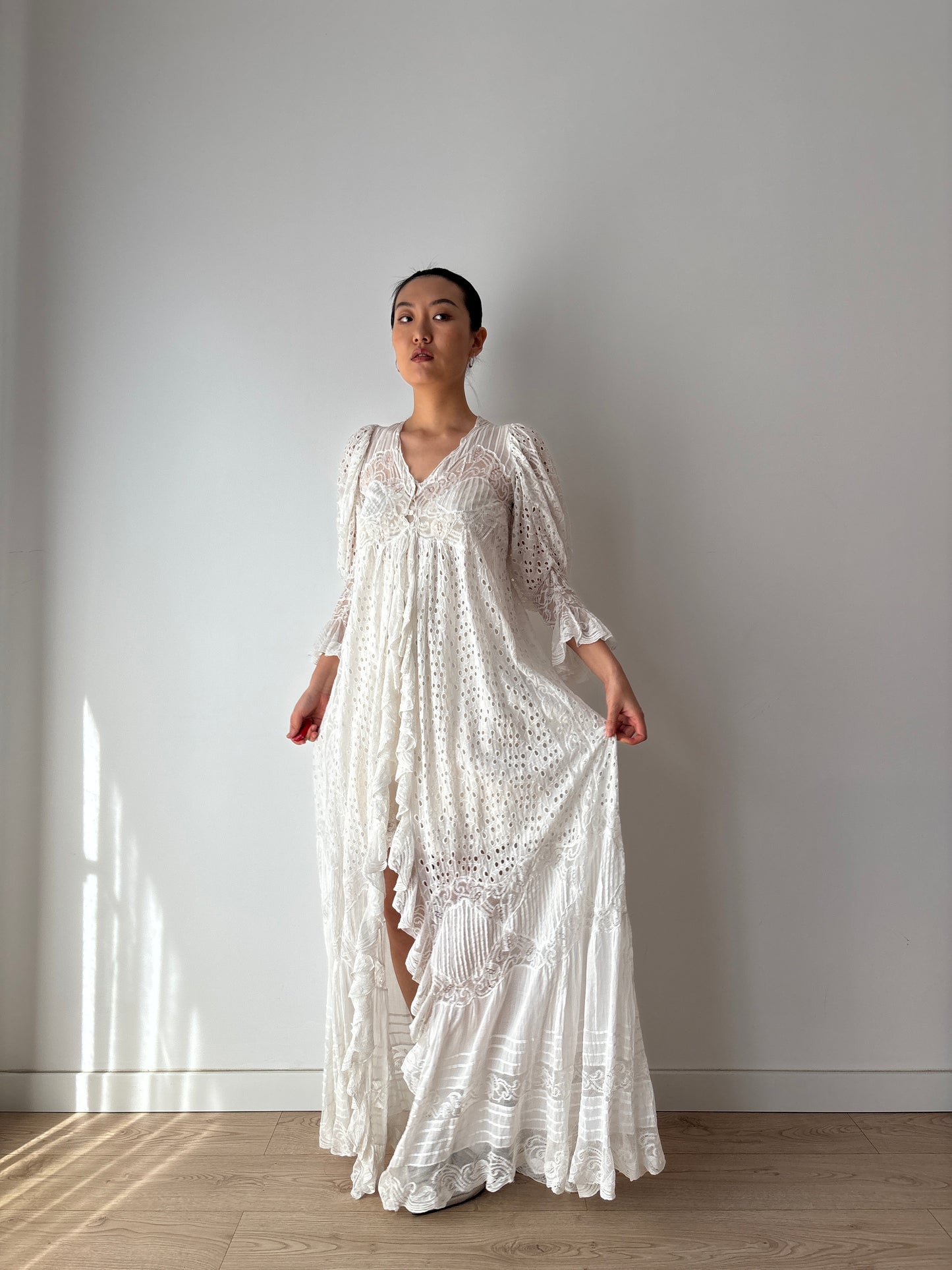 1900s rare Edwardian lace dressing gown boudoir robe