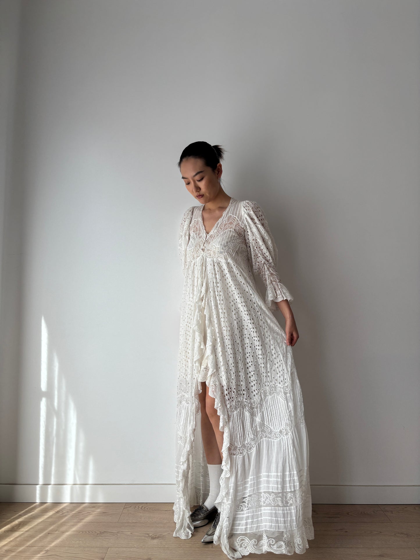 1900s rare Edwardian lace dressing gown boudoir robe