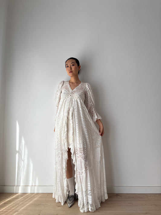 1900s rare Edwardian lace dressing gown boudoir robe