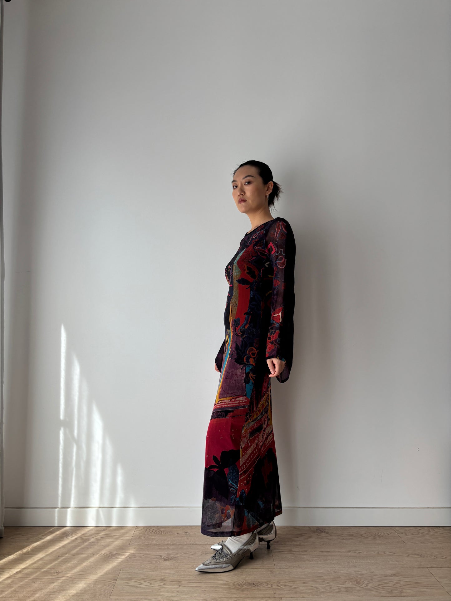 1990s Vintage Y2K Save The Queen Long Sleeves Maxi Dress in Size M