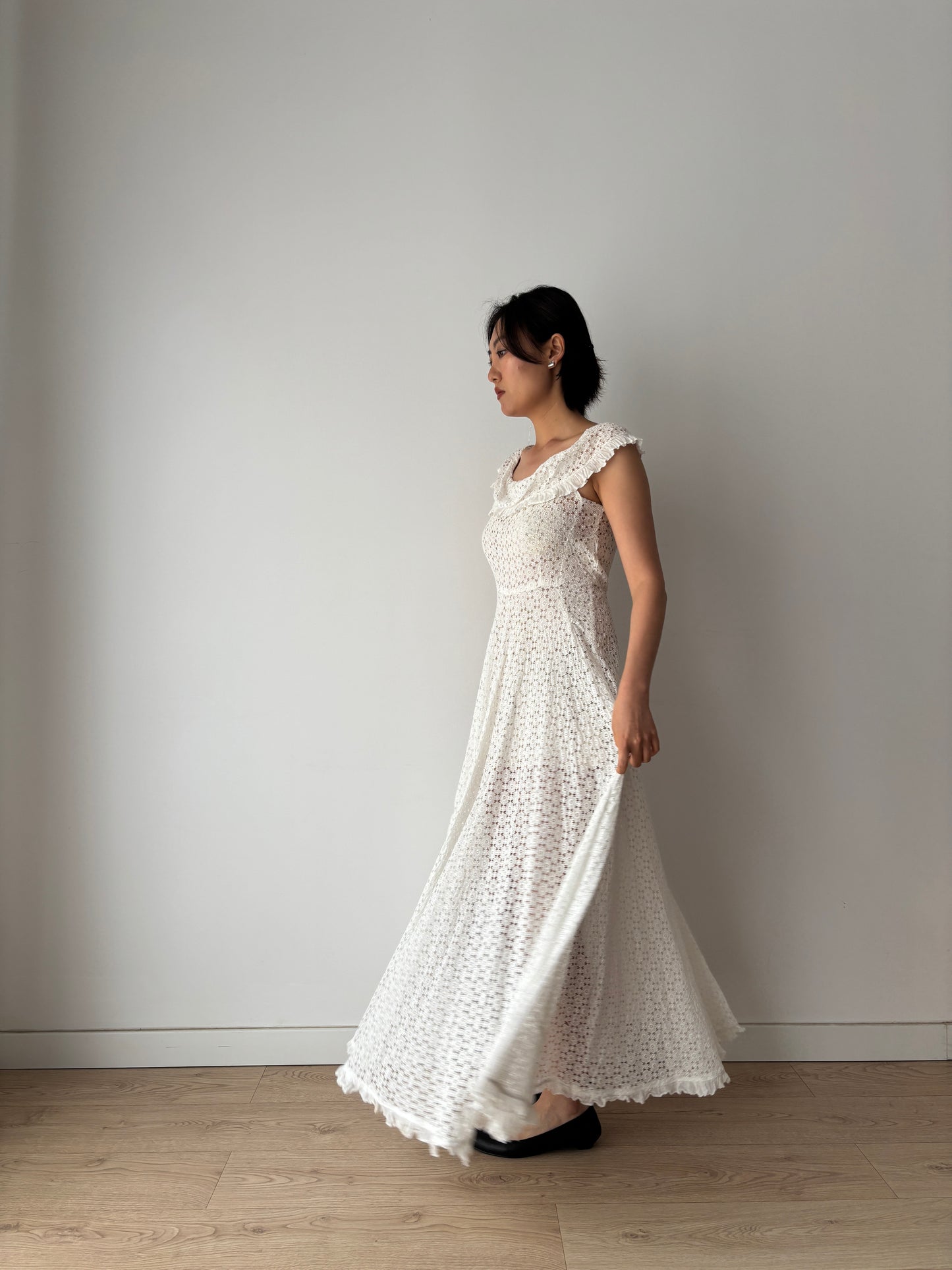 1910s Edwardian Cotton Nightgown, 1900s Antique Victorian Romantic Maxi Dress