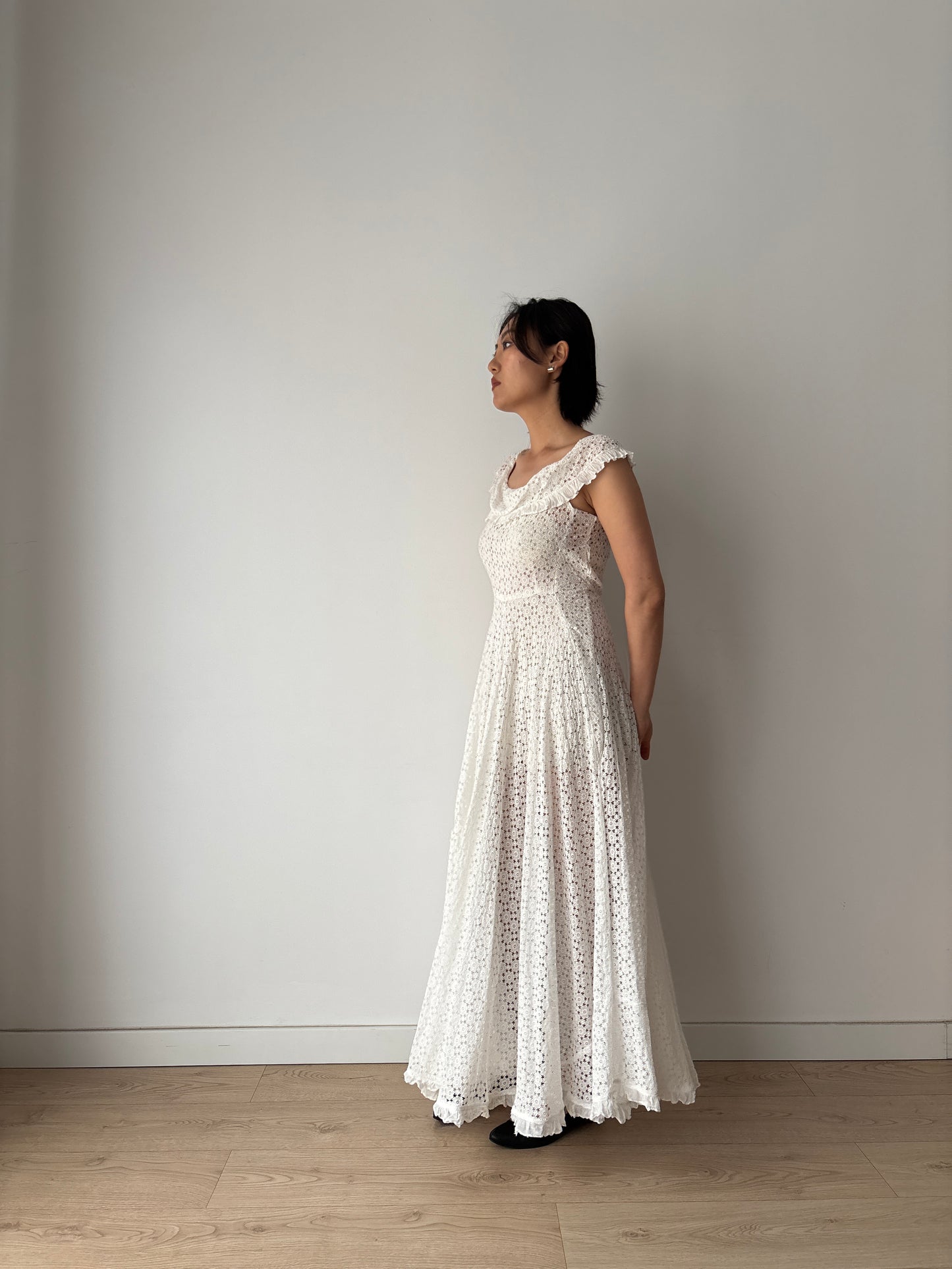 1910s Edwardian Cotton Nightgown, 1900s Antique Victorian Romantic Maxi Dress