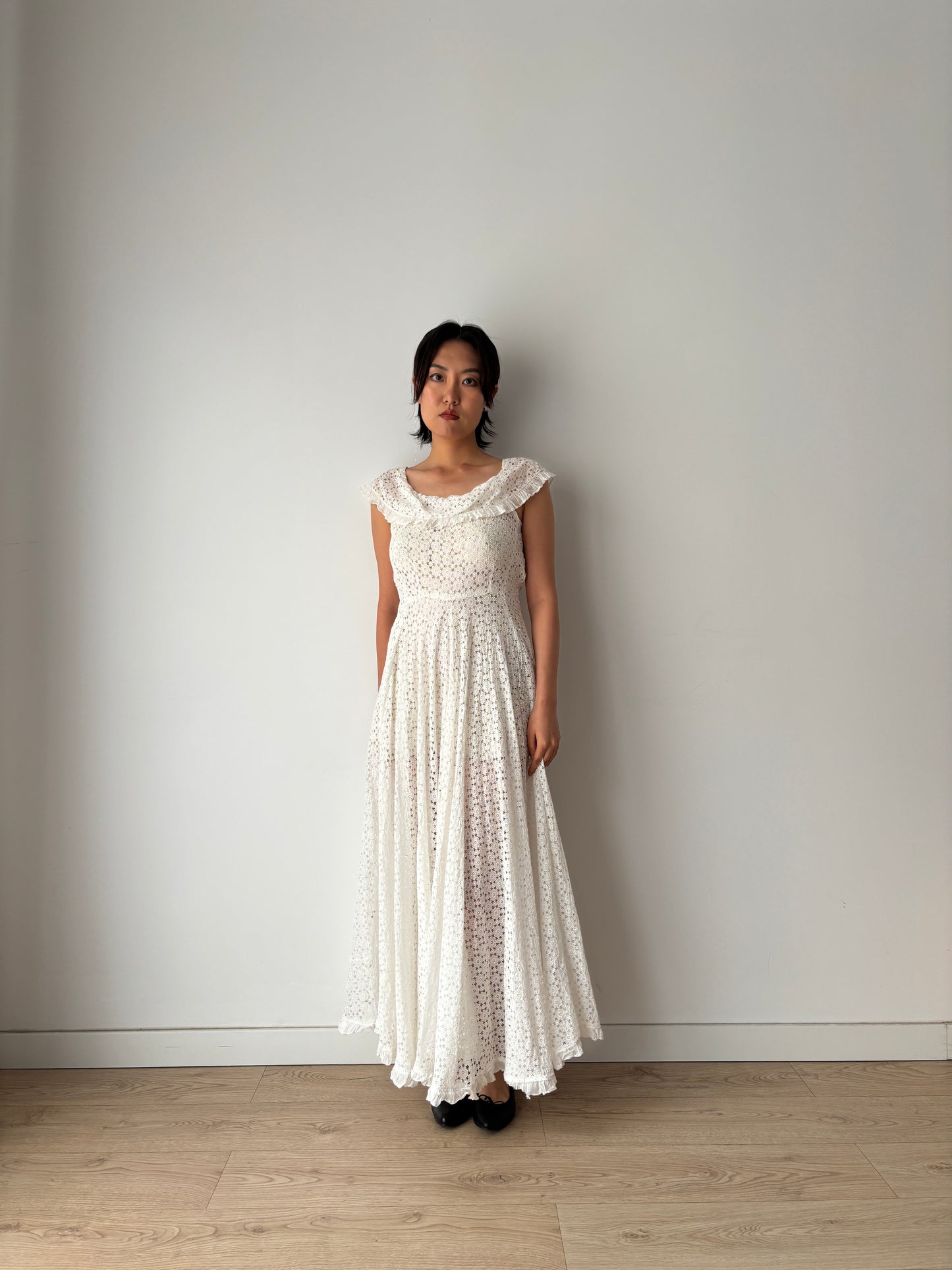 1910s Edwardian Cotton Nightgown, 1900s Antique Victorian Romantic Maxi Dress