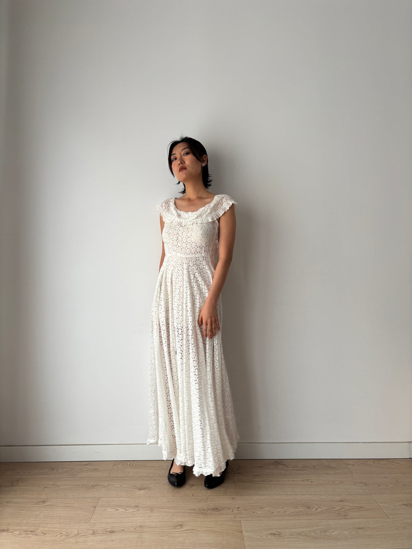 1910s Edwardian Cotton Nightgown, 1900s Antique Victorian Romantic Maxi Dress