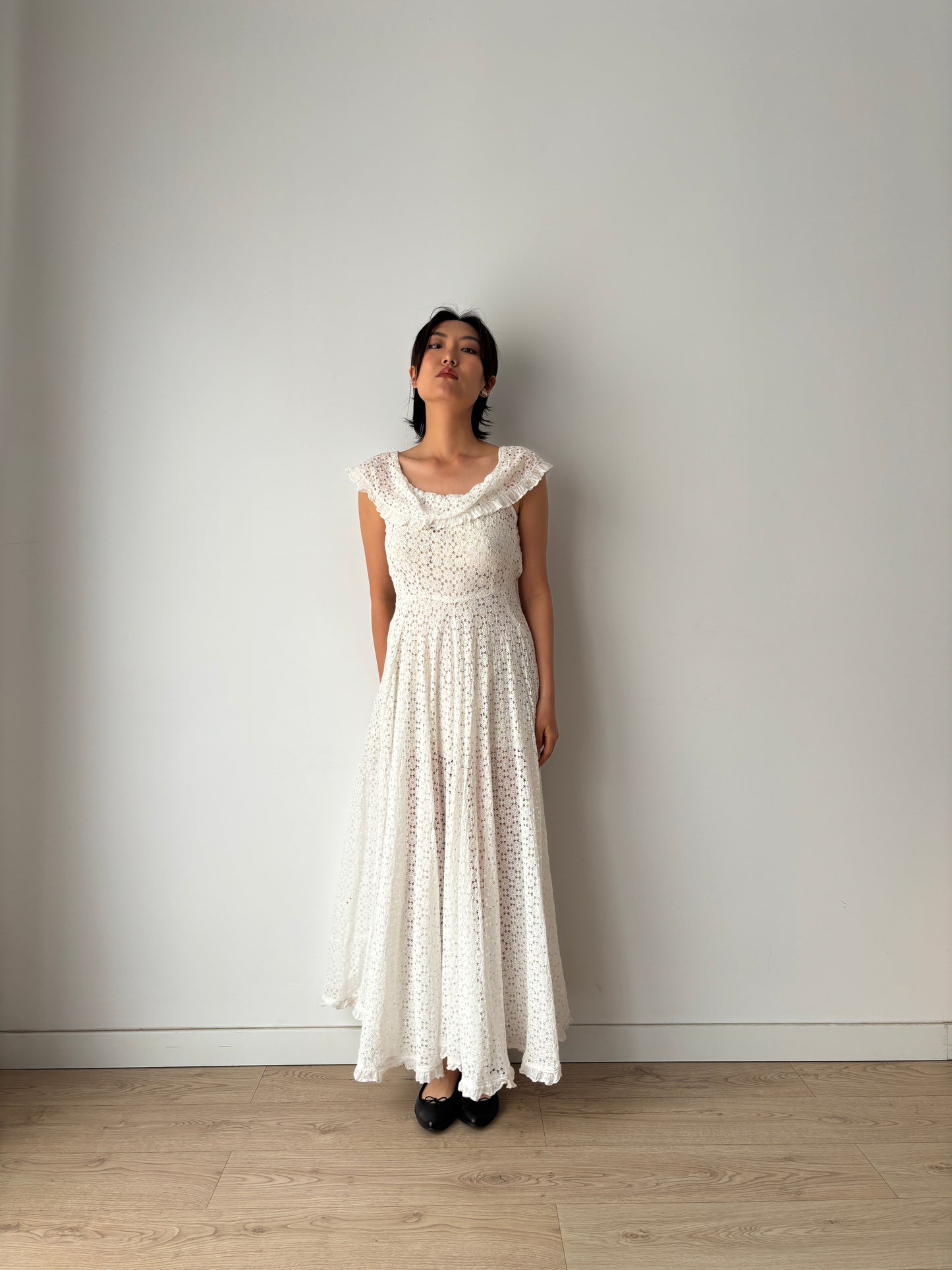 1910s Edwardian Cotton Nightgown, 1900s Antique Victorian Romantic Maxi Dress