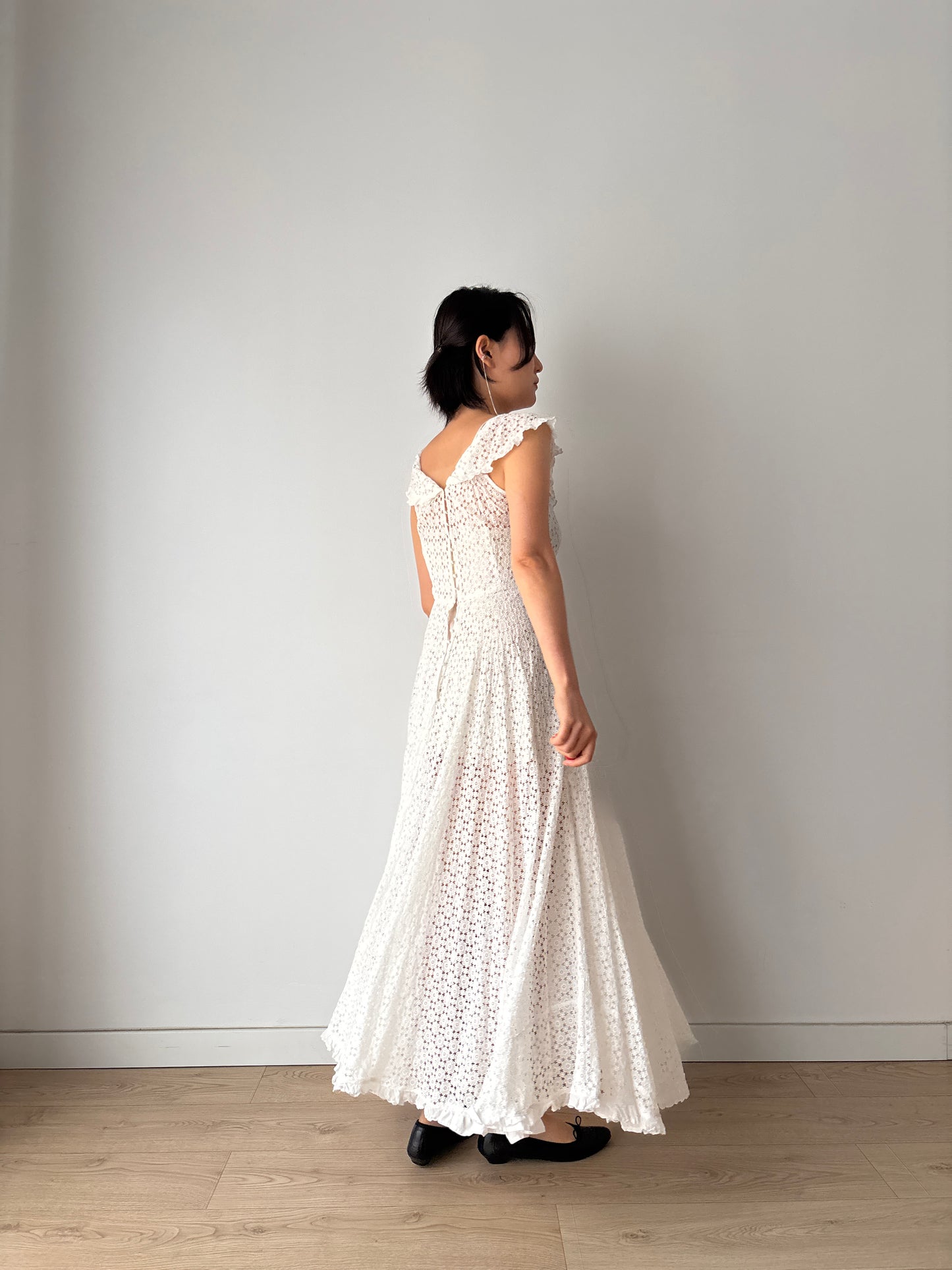 1910s Edwardian Cotton Nightgown, 1900s Antique Victorian Romantic Maxi Dress