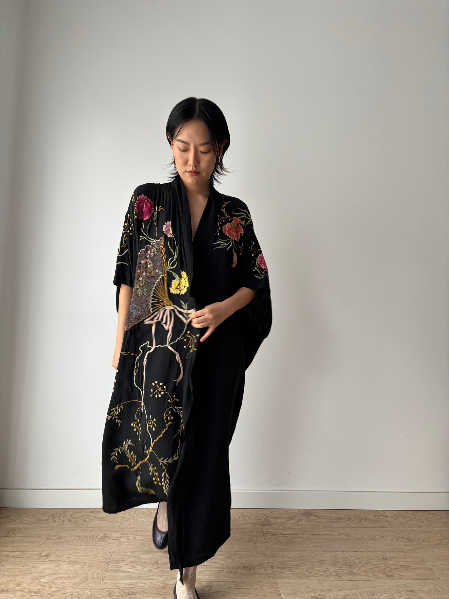 1930s 1920s pure silk handmade embroidered Kimono