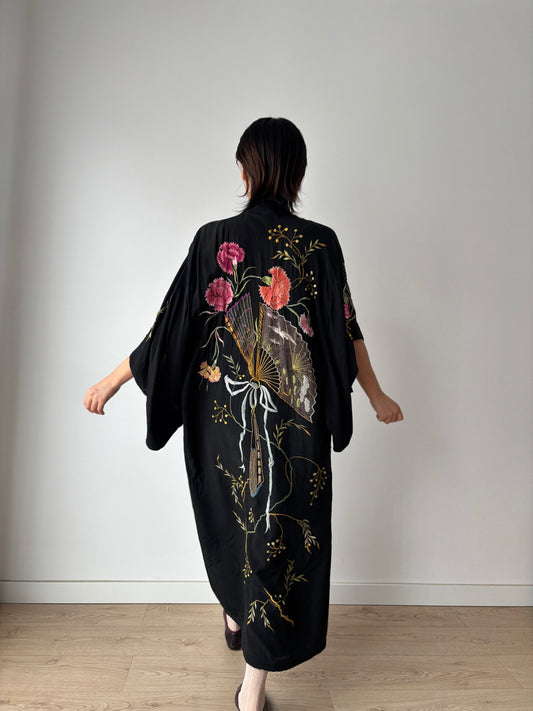 1930s 1920s pure silk handmade embroidered Kimono