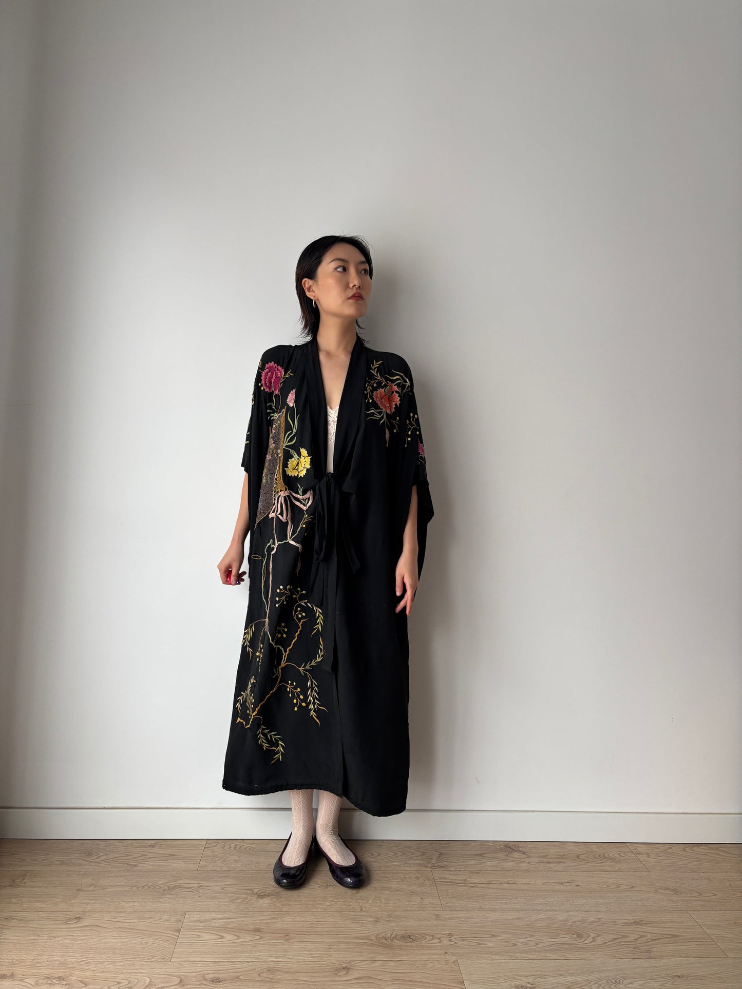 1930s 1920s pure silk handmade embroidered Kimono