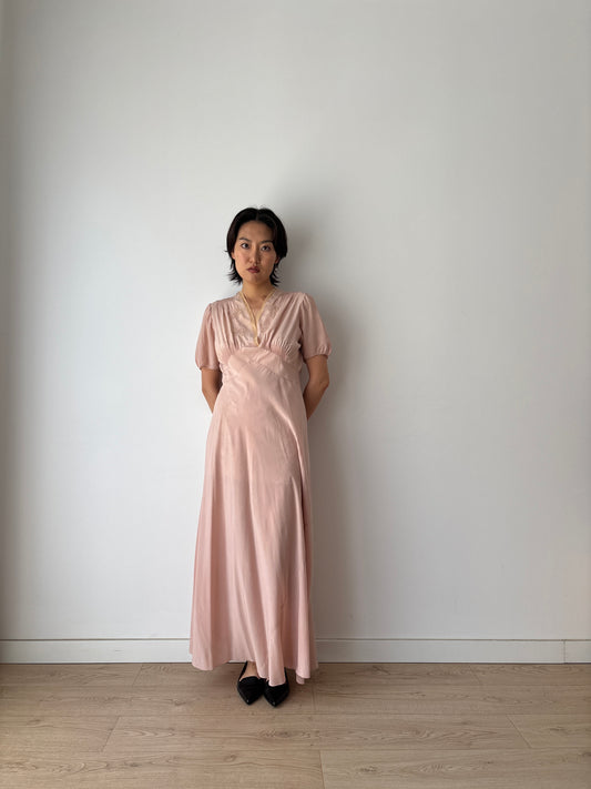 1930s purple lilac silk gown