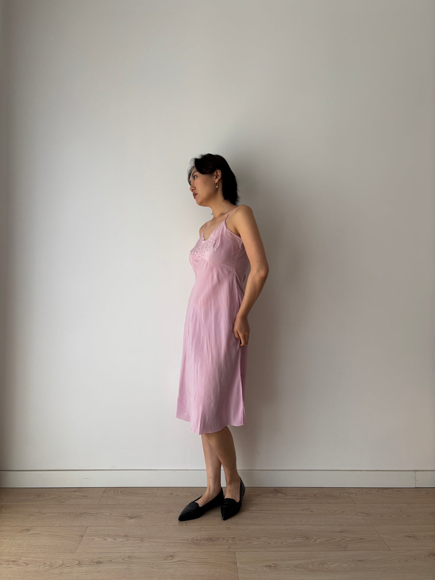 1930s Purple Pure Silk Chiffon Nightgown 2 Piece Set / Jacket and Slip Dress Lingerie Set, Slip dress
