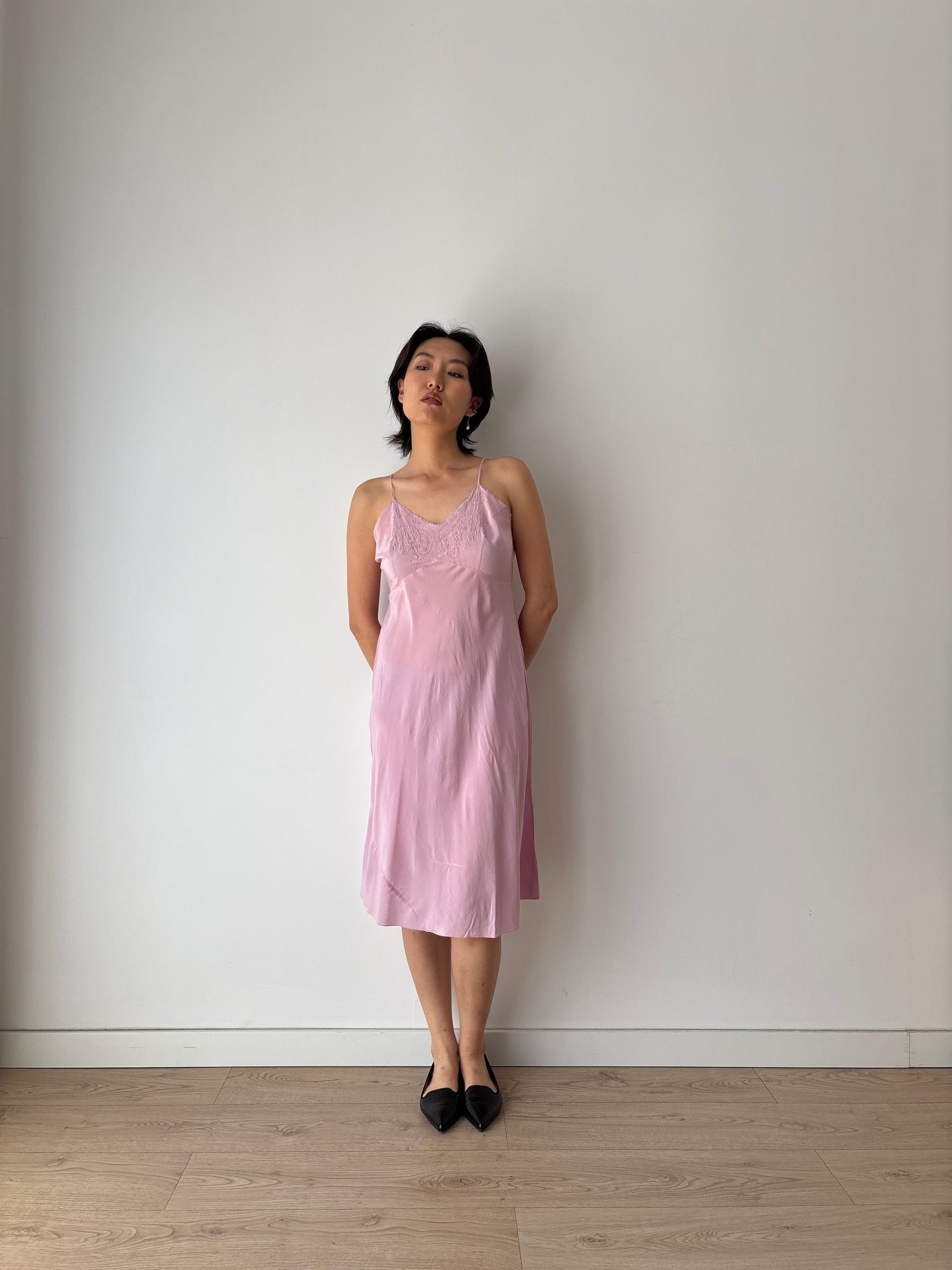 1930s Purple Pure Silk Chiffon Nightgown 2 Piece Set / Jacket and Slip Dress Lingerie Set, Slip dress