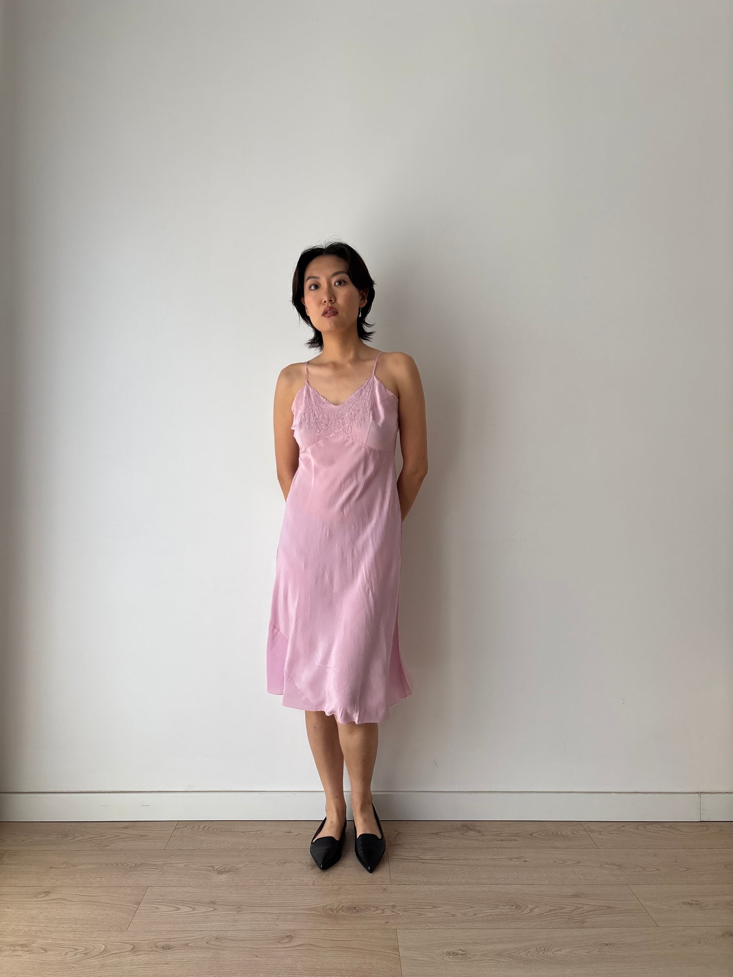 1930s Purple Pure Silk Chiffon Nightgown 2 Piece Set / Jacket and Slip Dress Lingerie Set, Slip dress
