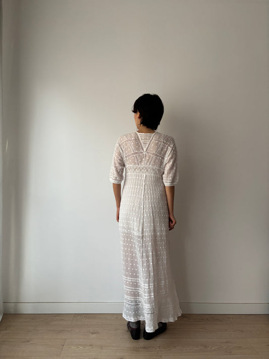 Edwardian 1910s White Cotton Lawn Dress