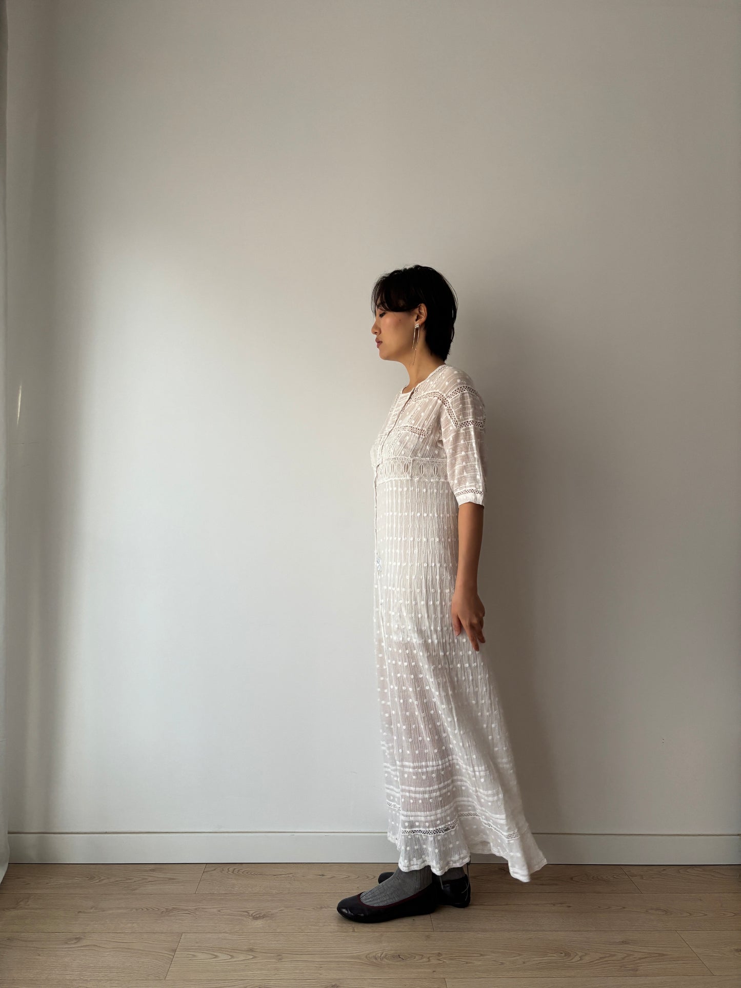 Edwardian 1910s White Cotton Lawn Dress