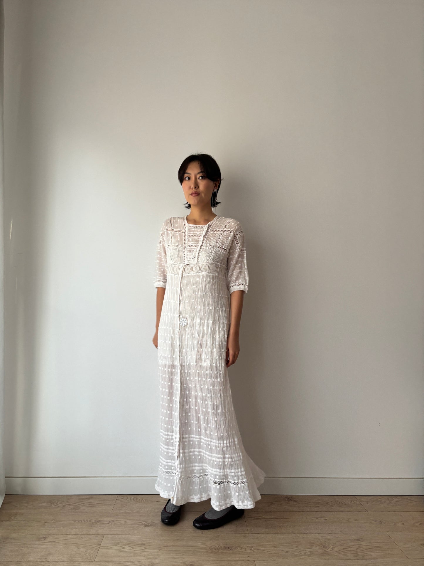 Edwardian 1910s White Cotton Lawn Dress