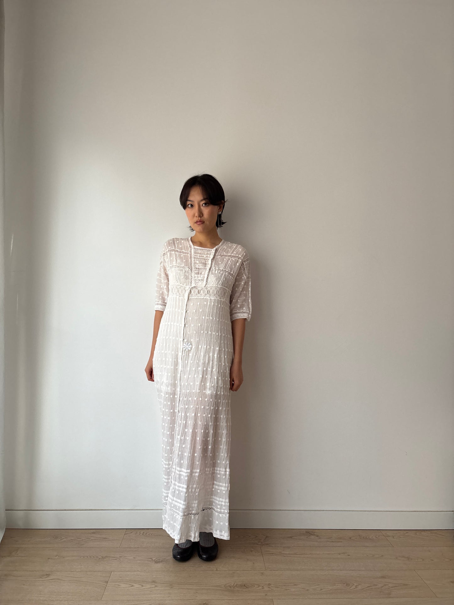 Edwardian 1910s White Cotton Lawn Dress