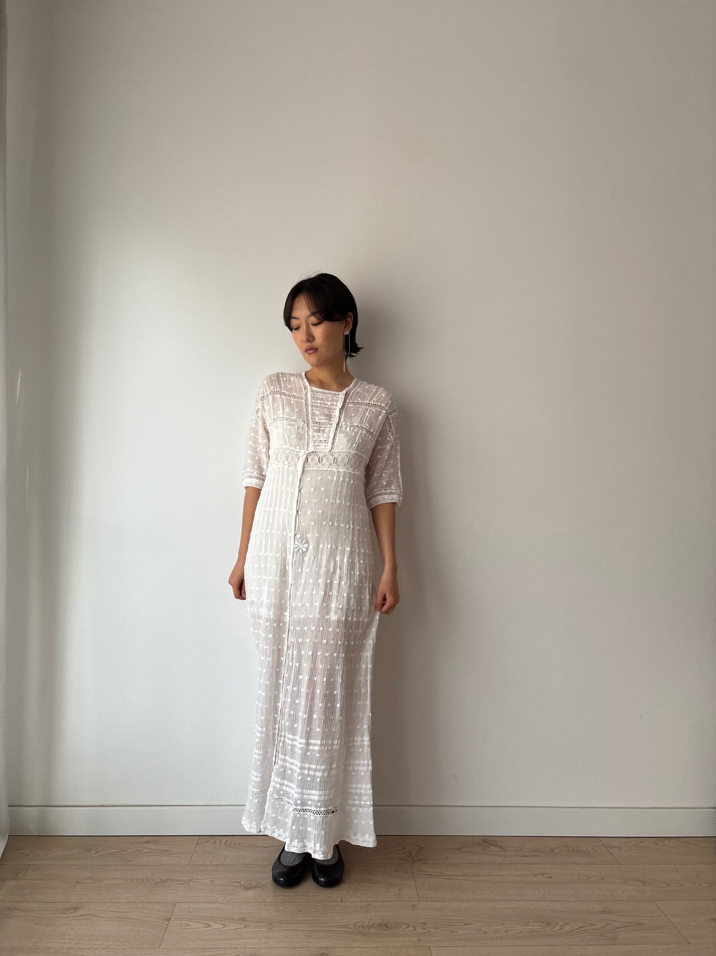 Edwardian 1910s White Cotton Lawn Dress