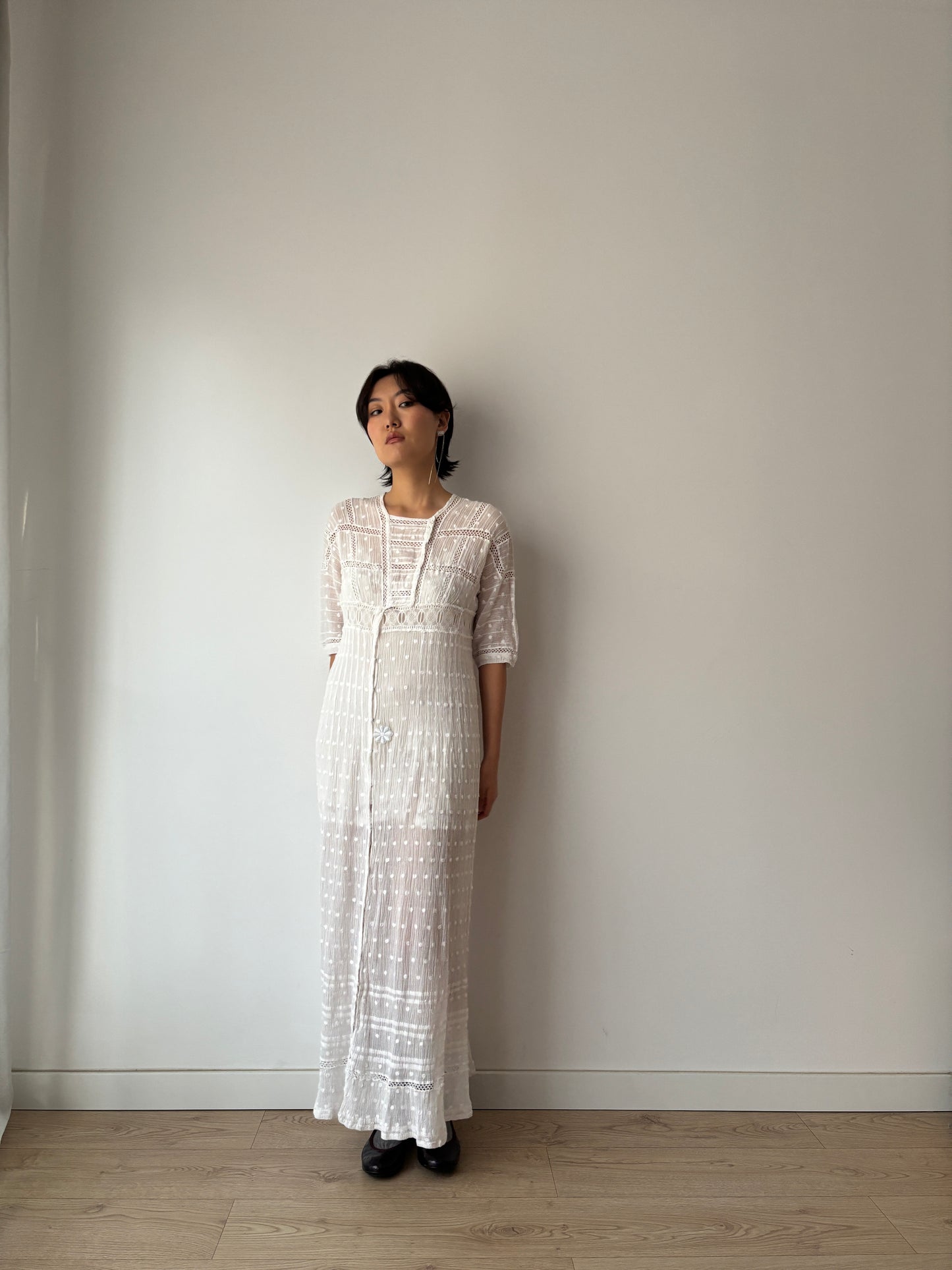 Edwardian 1910s White Cotton Lawn Dress