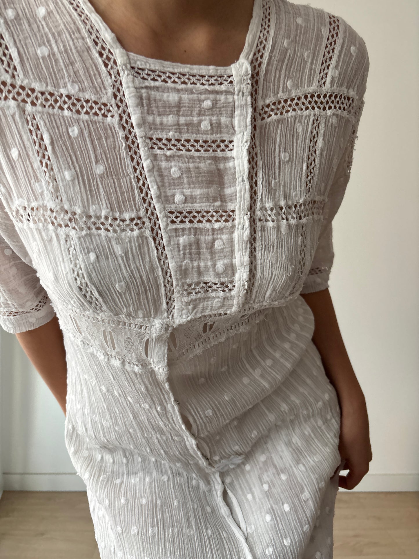 Edwardian 1910s White Cotton Lawn Dress