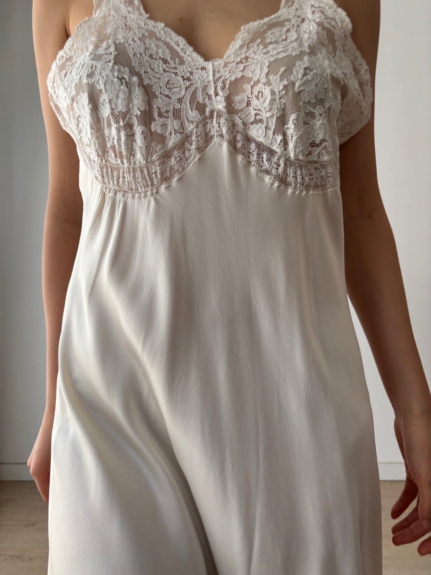1940s Silk French Lace Dress
