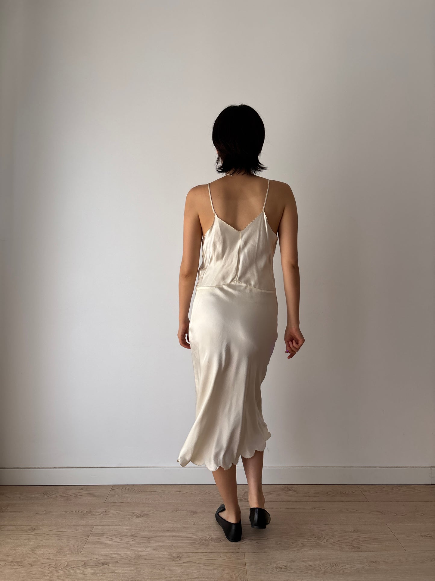 1930s Pure Silk Lace Slip Dress, Antique White Bridal Lingerie, French Romantic Underdress