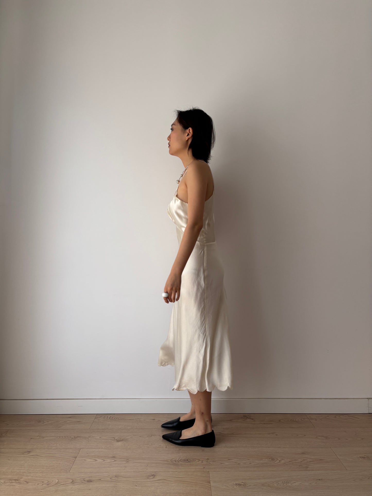1930s Pure Silk Lace Slip Dress, Antique White Bridal Lingerie, French Romantic Underdress