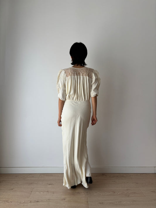 1930s lace pure silk bridal dress