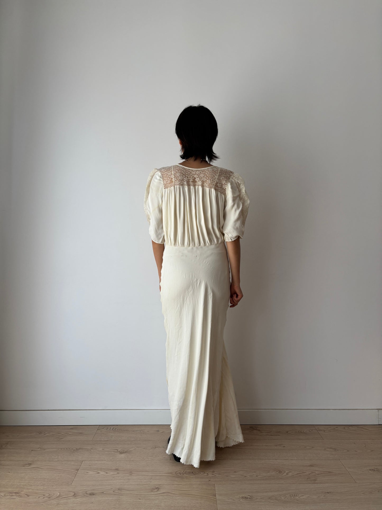 1930s lace pure silk bridal dress