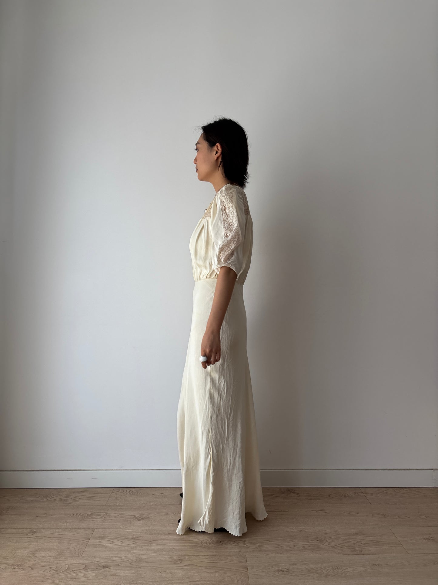 1930s lace pure silk bridal dress