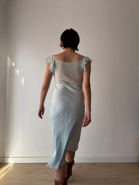 Vintage pure silk blue dress