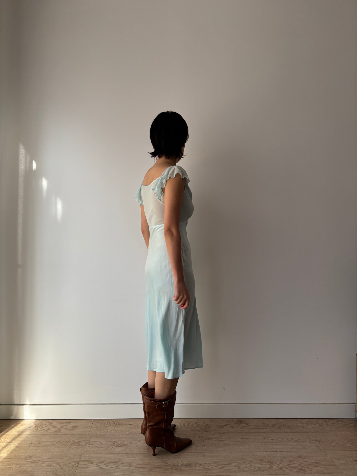 Vintage pure silk blue dress