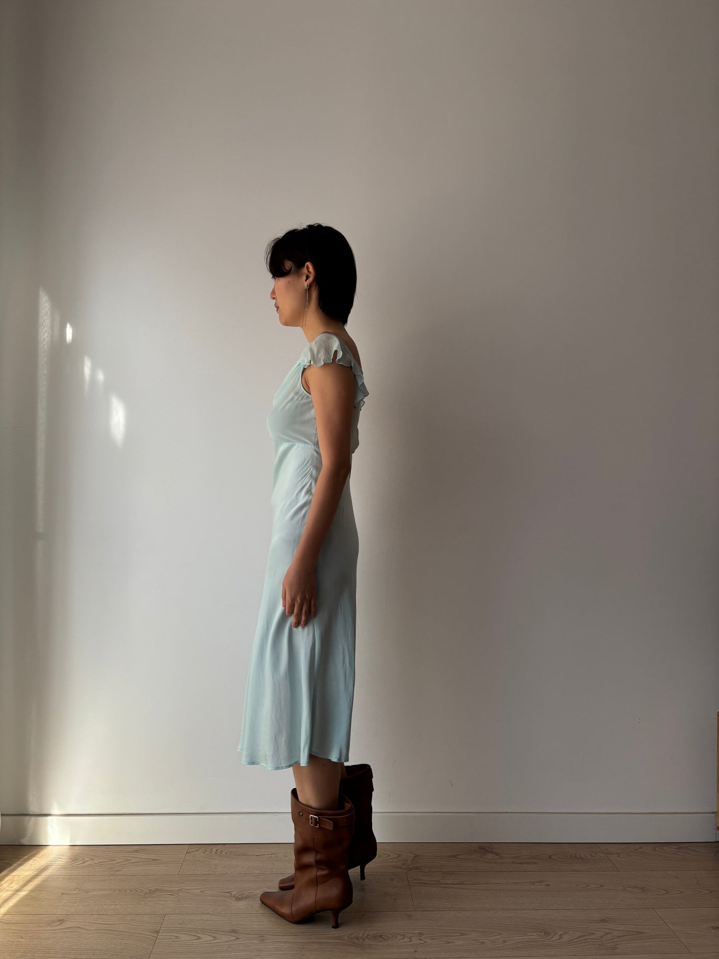 Vintage pure silk blue dress