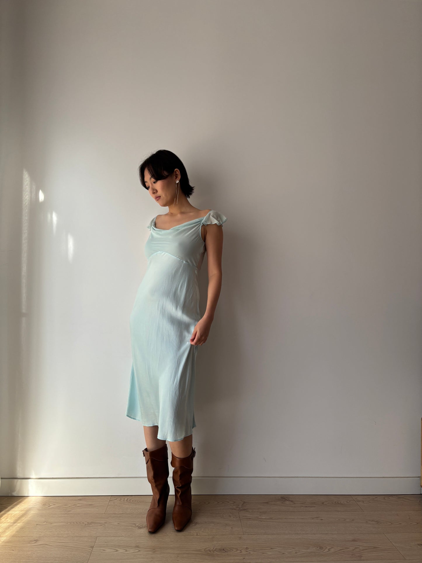 Vintage pure silk blue dress