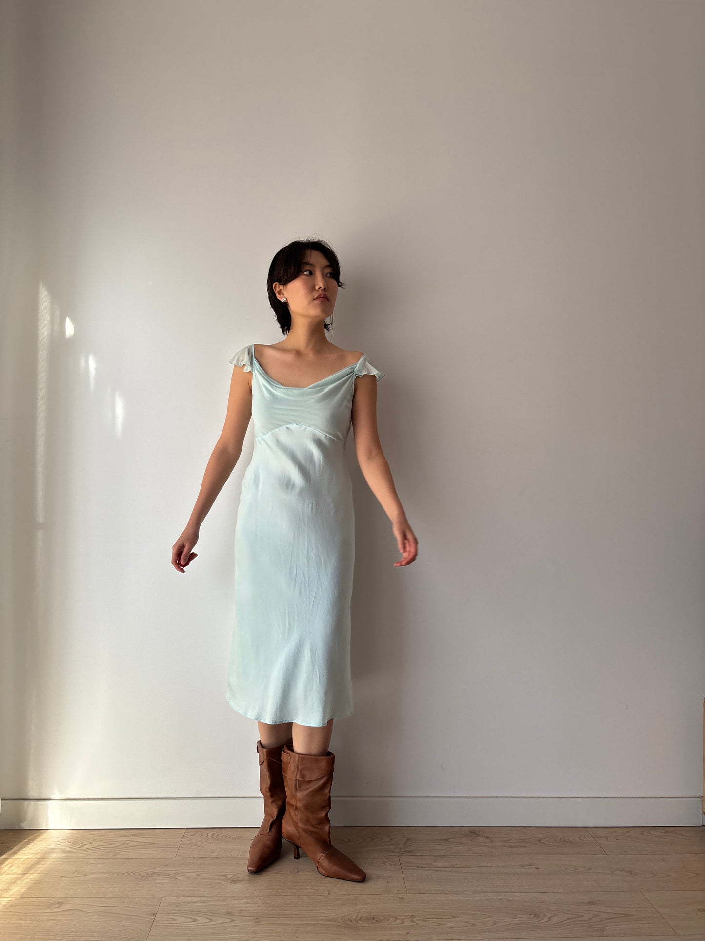 Vintage pure silk blue dress