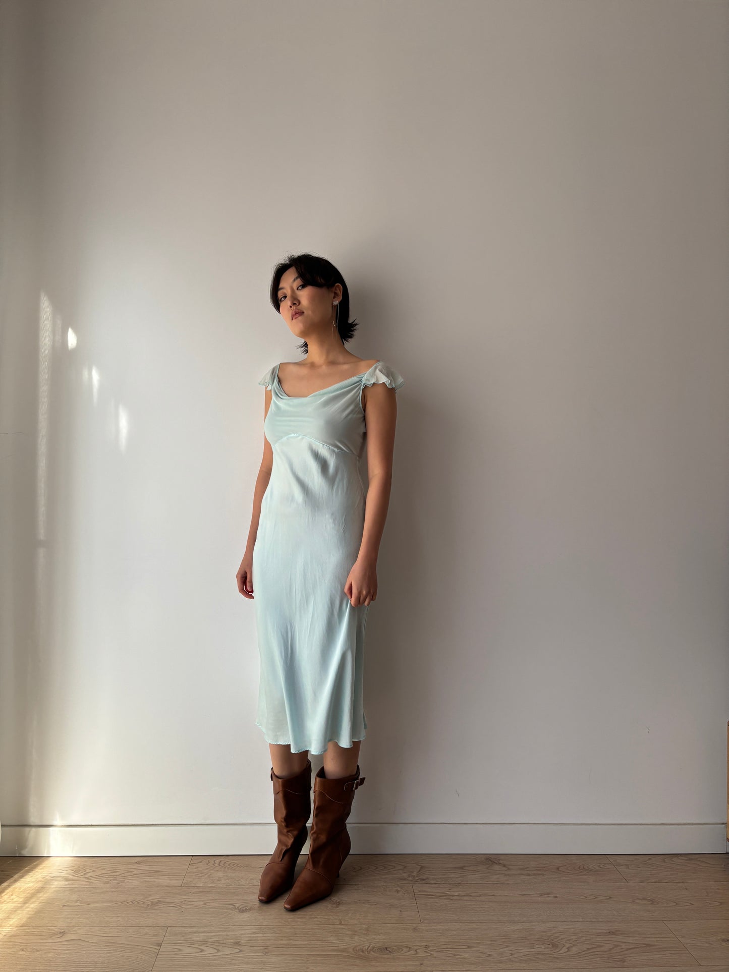 Vintage pure silk blue dress