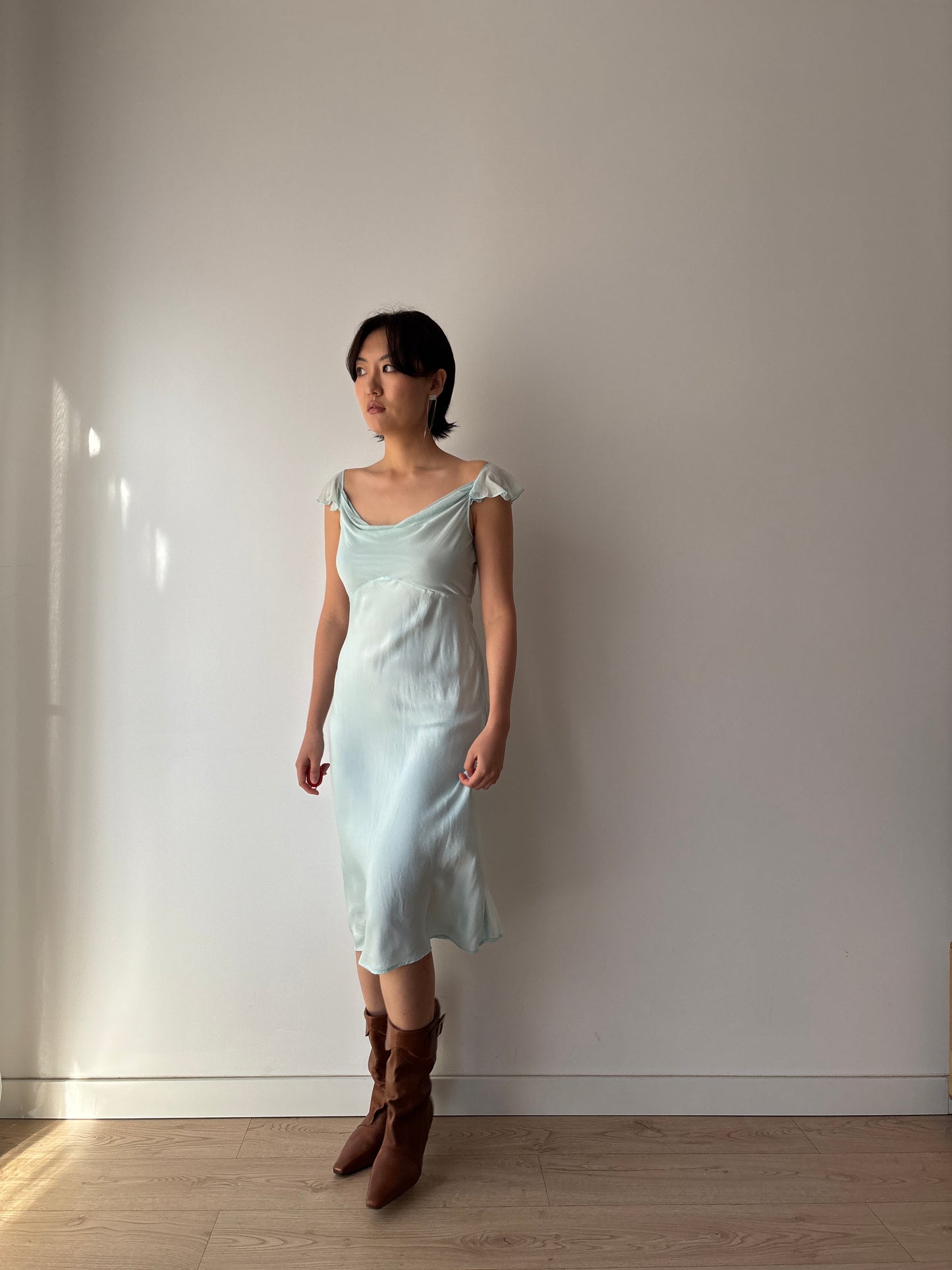 Vintage pure silk blue dress