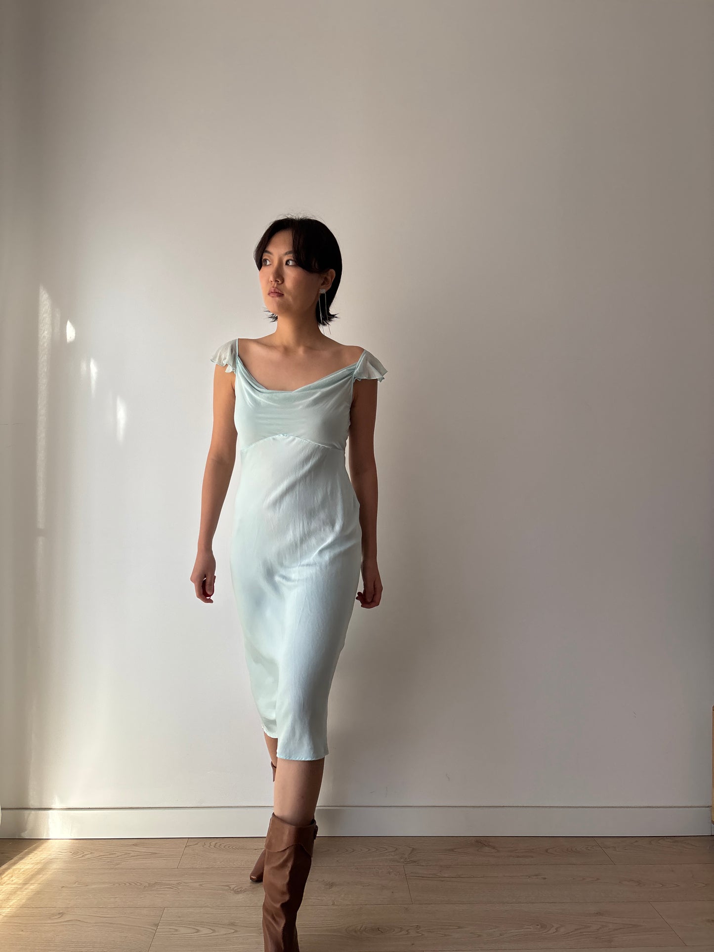 Vintage pure silk blue dress