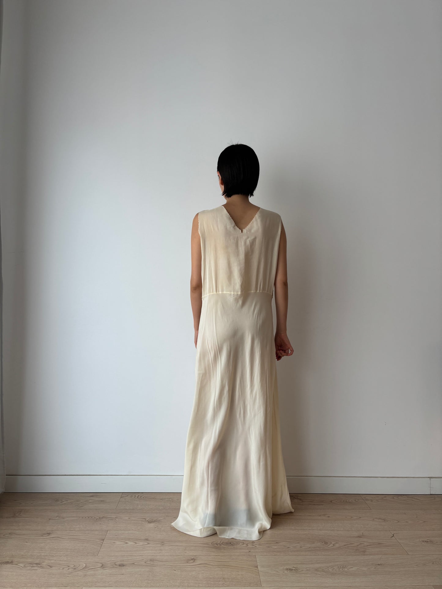 Rare 1930s pure silk bridal lace gown