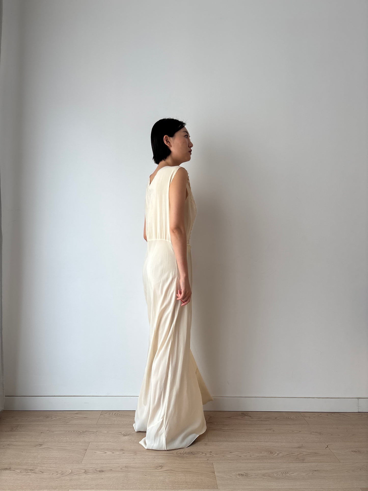 Rare 1930s pure silk bridal lace gown