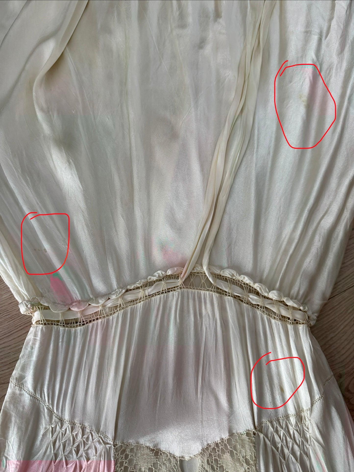1930s Vintage Silk Satin Lace Wedding Dress, Antique Bias Cut Bridal Slip Gown