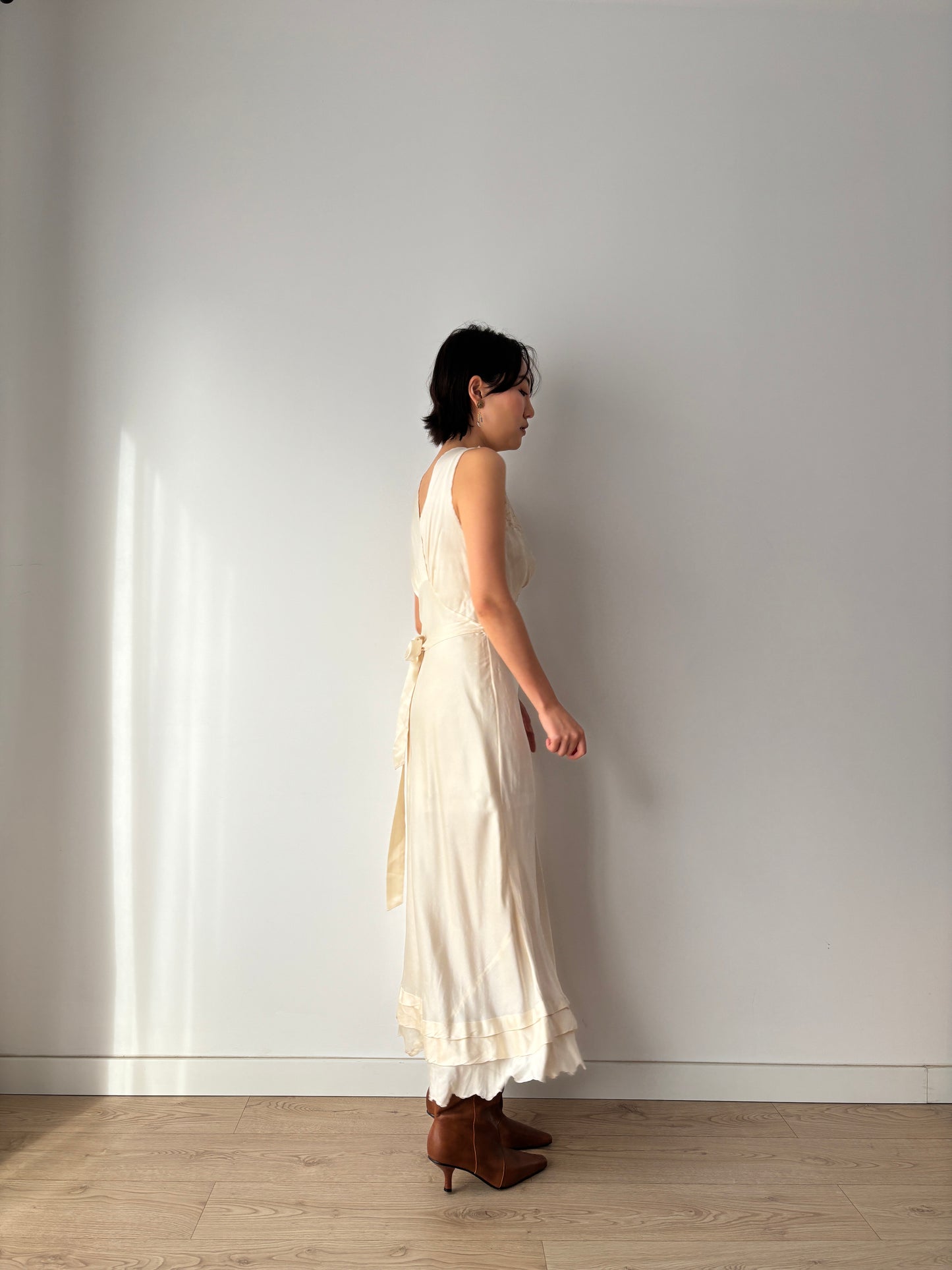 1930s Vintage Silk Lace Bridal Romantic Lace Dress