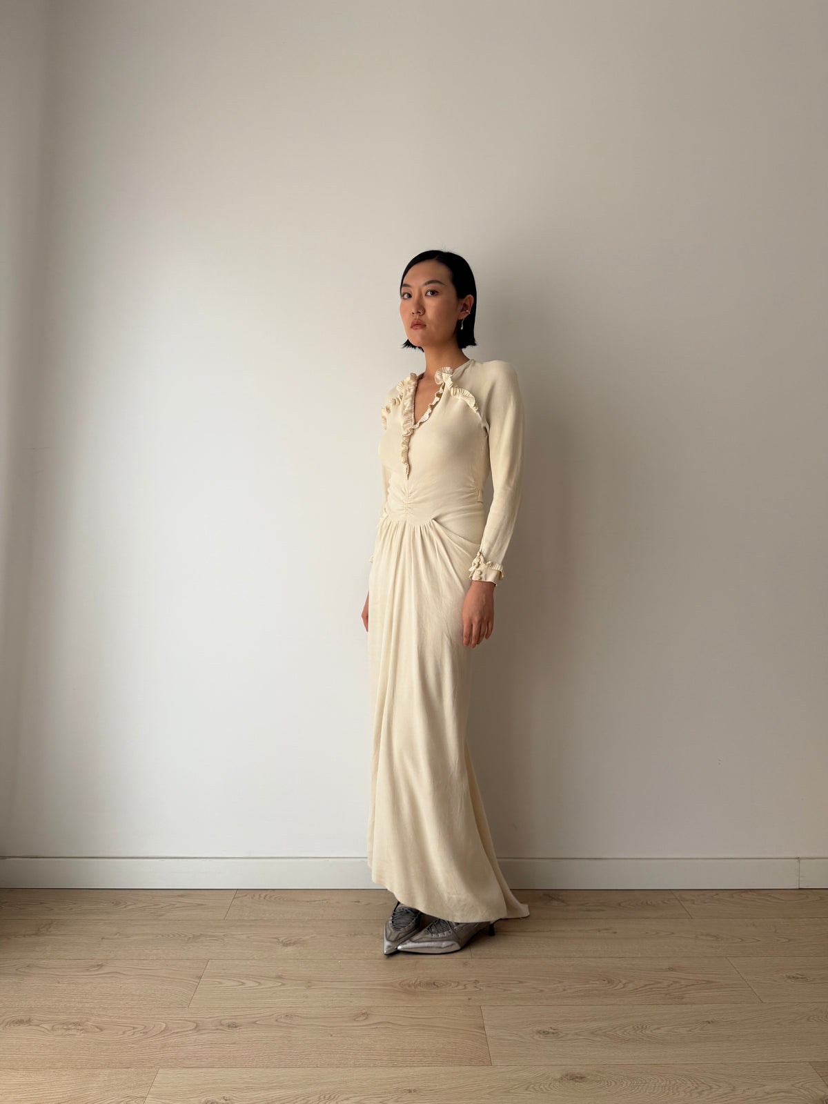 1930s Ivory Silk Blend Bridal Gown, Antique wedding dress