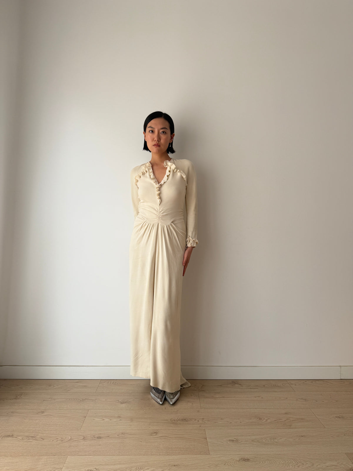 1930s Ivory Silk Blend Bridal Gown, Antique wedding dress