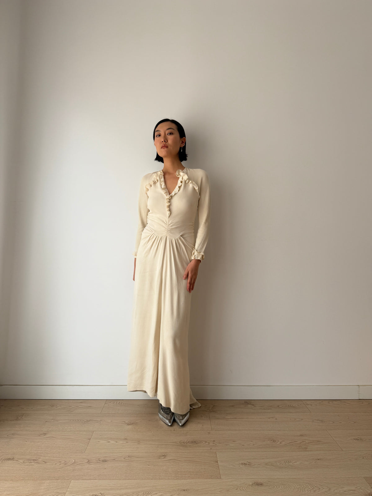 1930s Ivory Silk Blend Bridal Gown, Antique wedding dress
